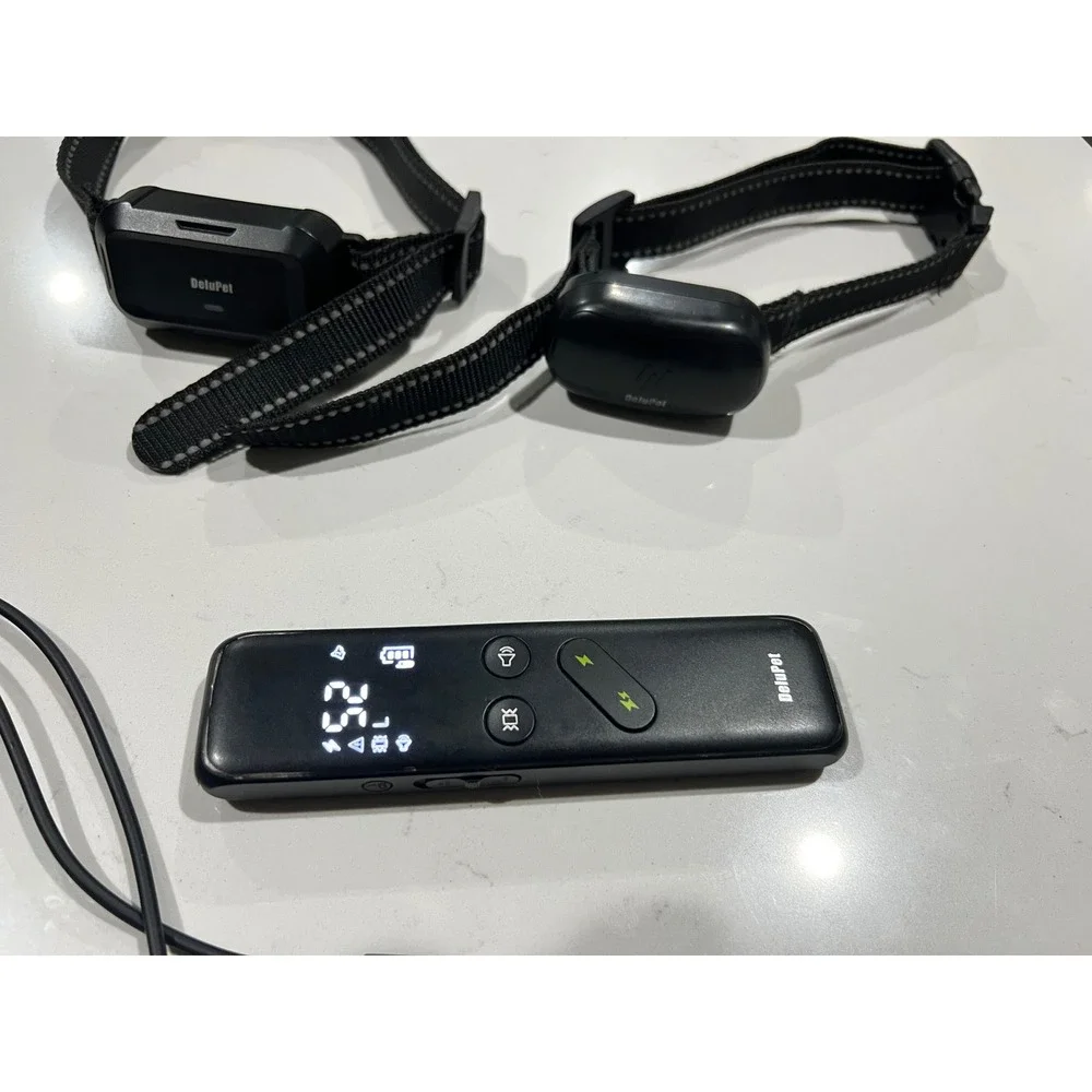 Delupet Dog Training Collar Set for 2 Dogs with Remote Rechargeable Black